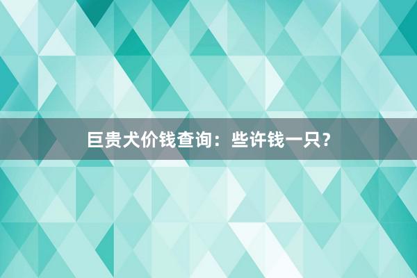 巨贵犬价钱查询：些许钱一只？